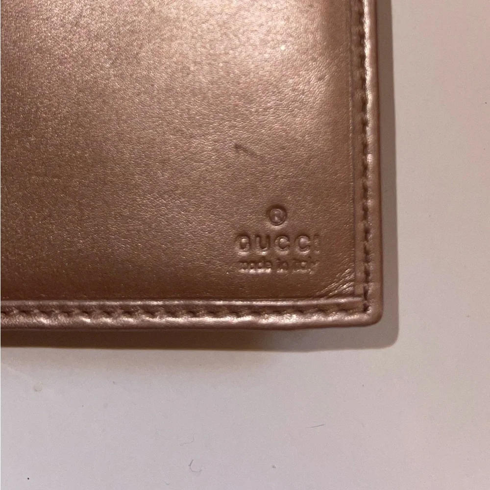 Gucci Guccissima GG Rose Gold Long Bifold Continental Wallet Zip Snap Shima